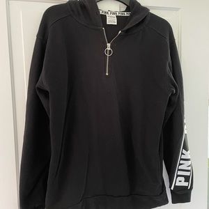 VS PINK XS quarter zip black hoodie